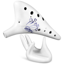 2Pièces Ocarina En Céramique 12 Trous Décor Floral Ergonomique