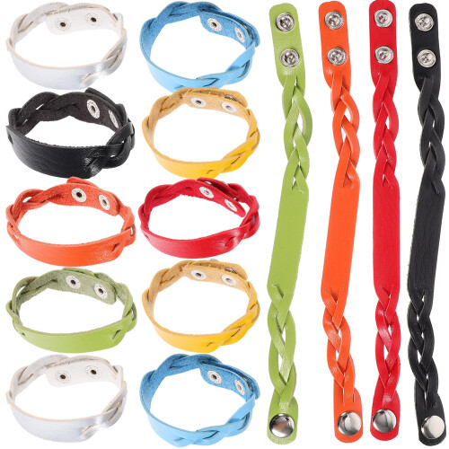 56Pièces Bracelet En Cuir Coloré Ajustable Pour Gravure DIY 2