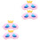 4Pièces Masques Rose Cartoon Couronne Cils Longs Pour 3