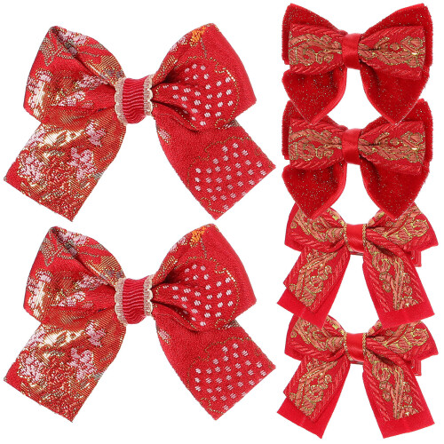 12Paia Fermagli Rosso Fiocco, Decorazione Per 2