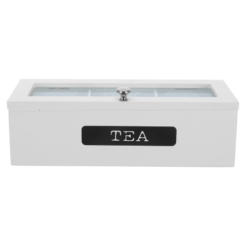 4Pz Organizer Per Bustine Tè in Legno Bianco Con Scomparti
