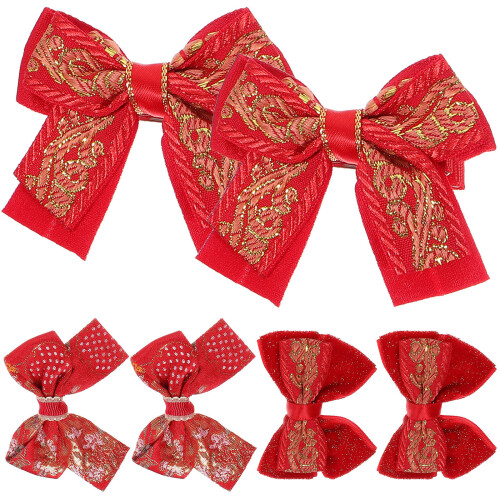 12Paia Fermagli Rosso Fiocco, Decorazione Per 1