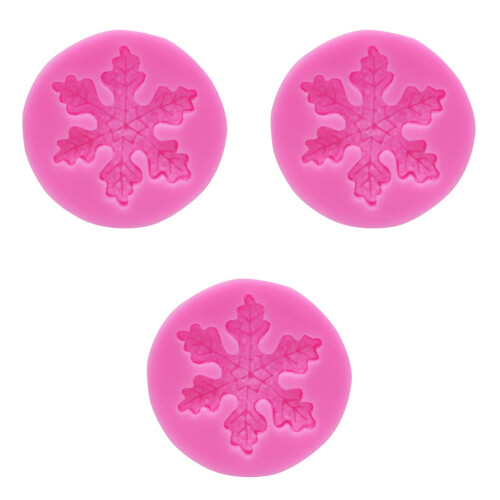 3Pz Stampo Silicone Rosa Fiocco Neve Per Dolci Da Te E Biscotti 2