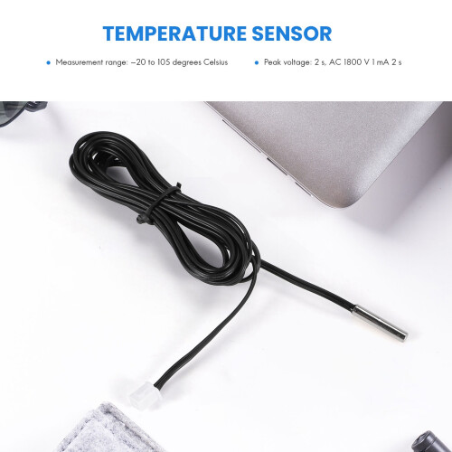 2 m NTC thermistor temperature sensor waterproof probe wire 10 K 1% 3950 black 2