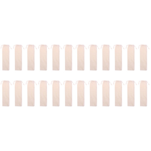 24Pièces Pochette Beige Pour Pailles Réutilisables Rangement Voyage 1