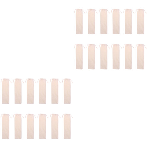 24Pièces Pochette Beige Pour Pailles Réutilisables Rangement Voyage 2