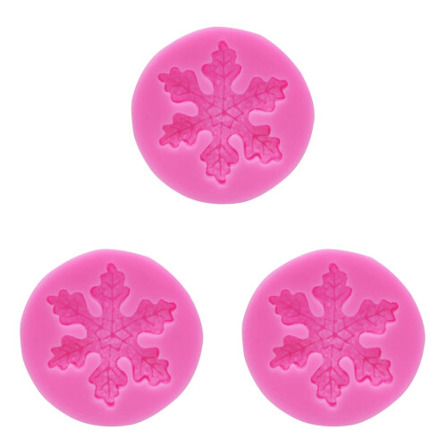 3Pz Stampo Silicone Rosa Fiocco Neve Per Dolci Da Te E Biscotti 1