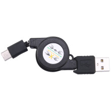 Usb Tipo C USB 3.1 Cable Retráctil Cargador De Carga Tipo-C Cable Usb-C Negro