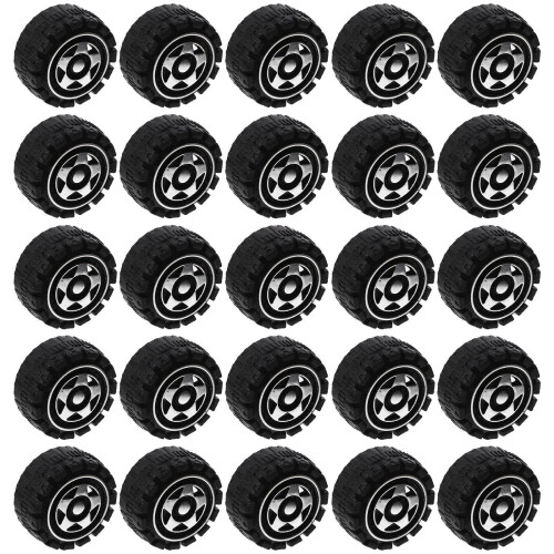 200Pièces Roues En Plastique Noires Pour Jouets Assemblage DIY