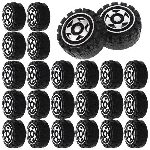 200Pièces Roues En Plastique Noires Pour Jouets Assemblage DIY 2