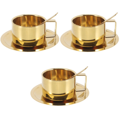 3Set Metallo Dorato Capienti Per Latte E 2