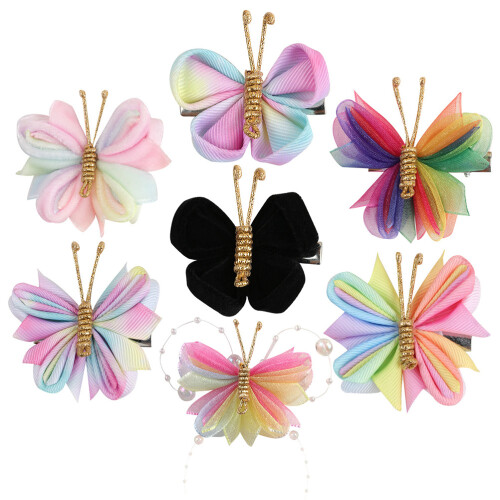 28Pz Fermagli Colorati Farfalla Clip Ragazza