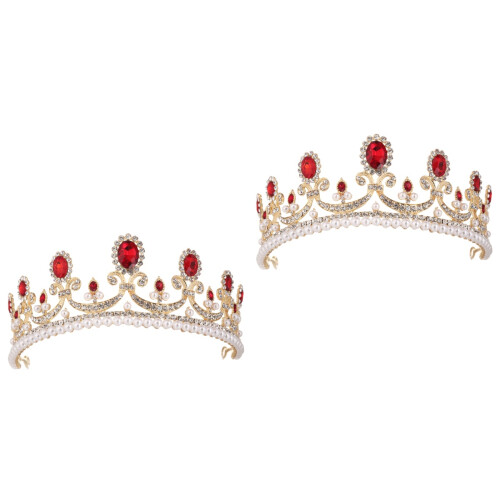 2Pz Tiara Retro Dorata Per Festa E Cerimonia Gioiello 2