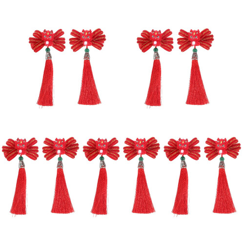 5Paia Clip Rosso Ornamento Cinese Anno 1