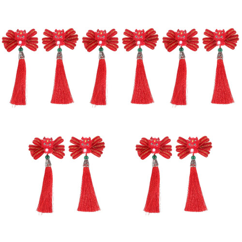 5Paia Clip Rosso Ornamento Cinese Anno 2