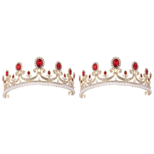 2Pz Tiara Retro Dorata Per Festa E Cerimonia Gioiello 1
