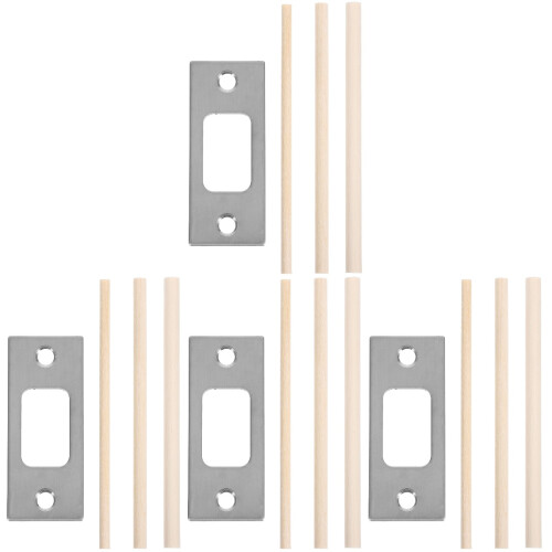 4Sets Metal Door Strike Plates with Wood for Secure Lock Replacement 2
