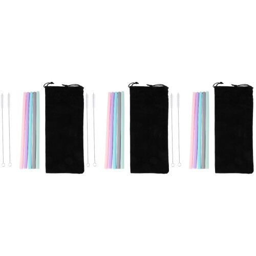 24Pcs Silicone Reusable Drinking Straws Eco-Friendly Assorted Colors 2