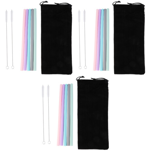24Pcs Silicone Reusable Drinking Straws Eco-Friendly Assorted Colors 1