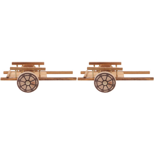 2Pz Mini Carrello Da in Legno Marrone Per 2