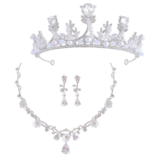 5Set Brillante Argento Con Clip E Collana Bambina