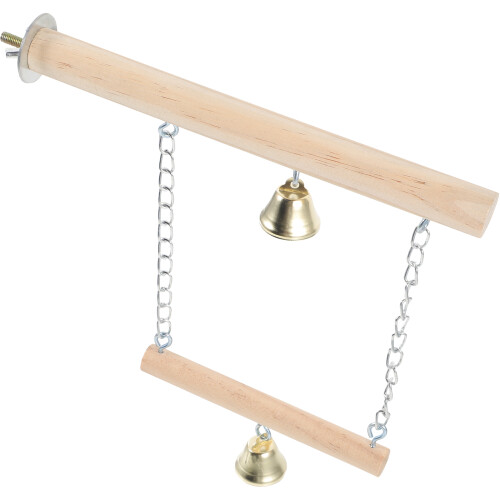 4Pz Giochi Per Pappagalli in Legno Beige Con Campanella Per
