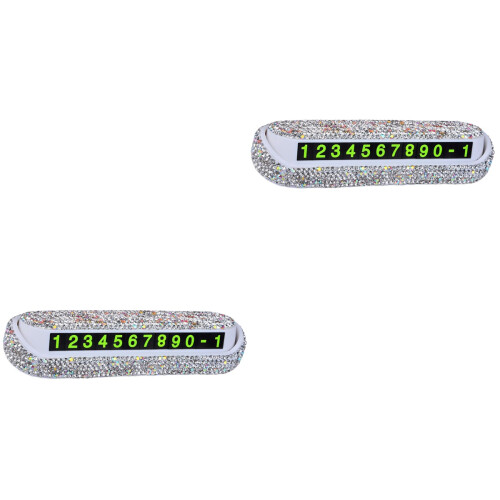 2Pcs Compact White Car Temporary Parking Number Card Luminous Plate 2