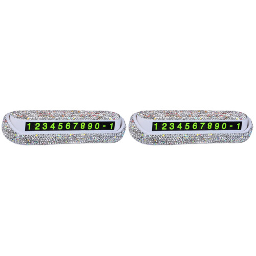 2Pcs Compact White Car Temporary Parking Number Card Luminous Plate 1