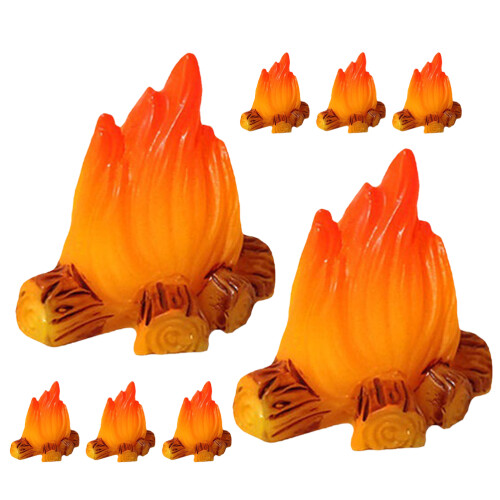 32Pcs Orange Resin Mini Bonfire Decorations for Camping Theme Parties