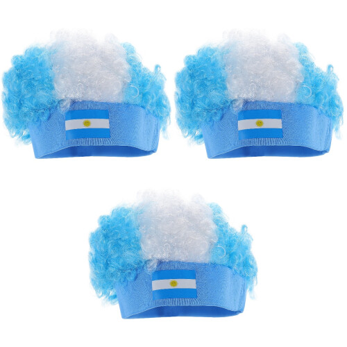 3Pz Parrucche Fan Calcio Colorate in Materiale Resistente Per Party 2
