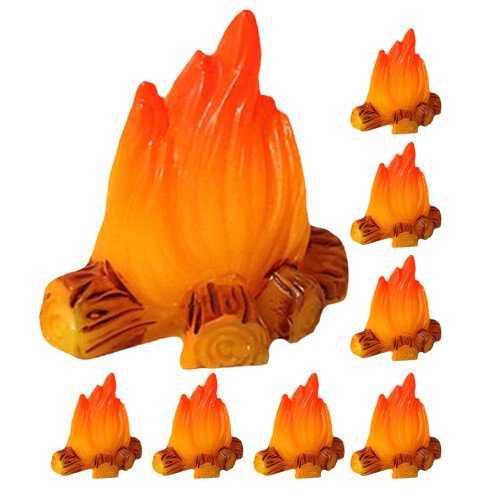 32Pcs Orange Resin Mini Bonfire Decorations for Camping Theme Parties 1
