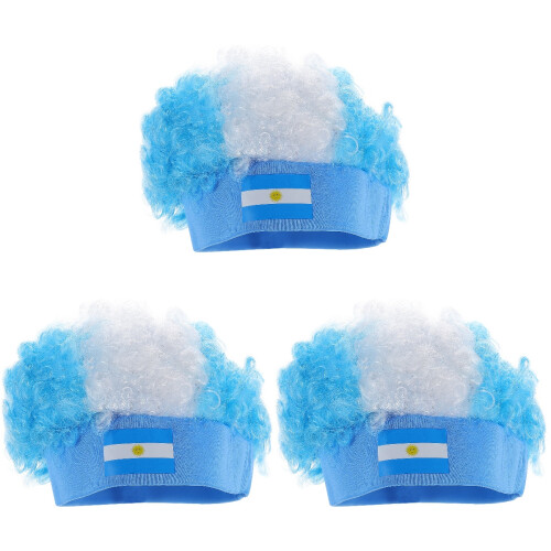 3Pz Parrucche Fan Calcio Colorate in Materiale Resistente Per Party 1