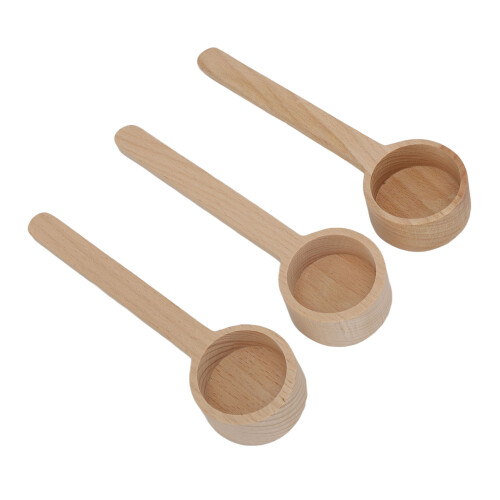 3pcs Beechwood Measuring Spoons, Unpainted, Precise DIY Coffee & Tea
