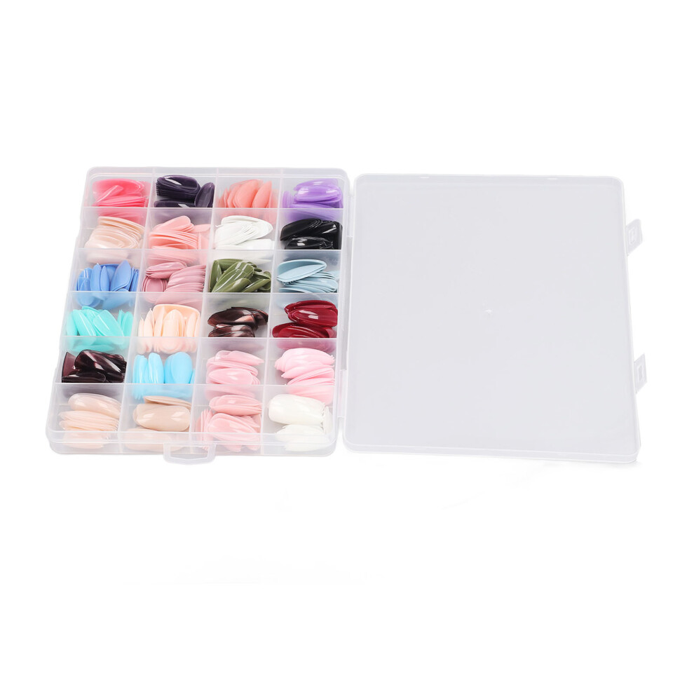 576pcs Full Cover False Nails Set Pure Color Fashionable Press On Tips