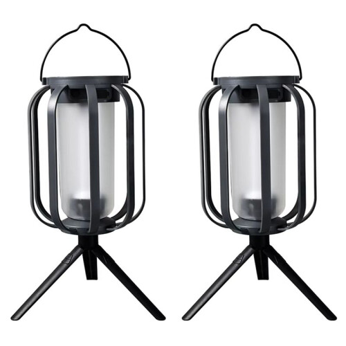 2PCS Solar Flameless Lantern Light with Base 4 Modes Adjustment Flickering Auto /Off USB-C Solar Charging