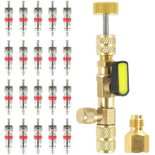 Ventileinsatz-Entferner-Installationswerkzeug mit SAE-Anschlussadapter in Doppelgröße (1/4 Zoll und 5/16 Zoll), HVAC AC-Reparatur für R22 R32 R410A
