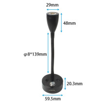 Flexible Gooseneck USB RV Reading Light DC10-30V 3W 3-Tone LED Interior Lights for Campers RV and Boats Silver