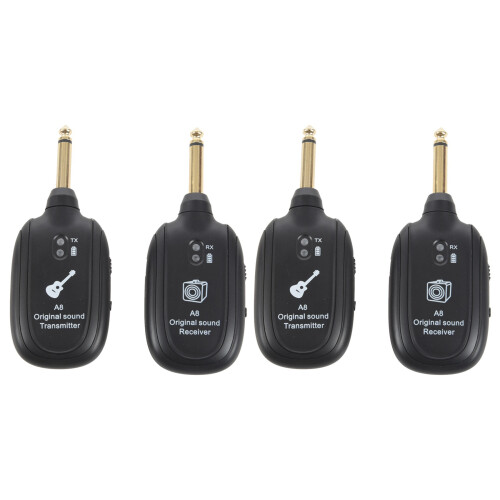 2X UHF Gitarre kabelloses System Sender Empfaenger Eingebaute Wiederaufladbare