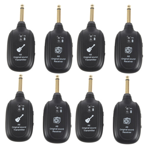4X UHF Guitar Wireless System Transmitter Receiver Built-in Rechargeable