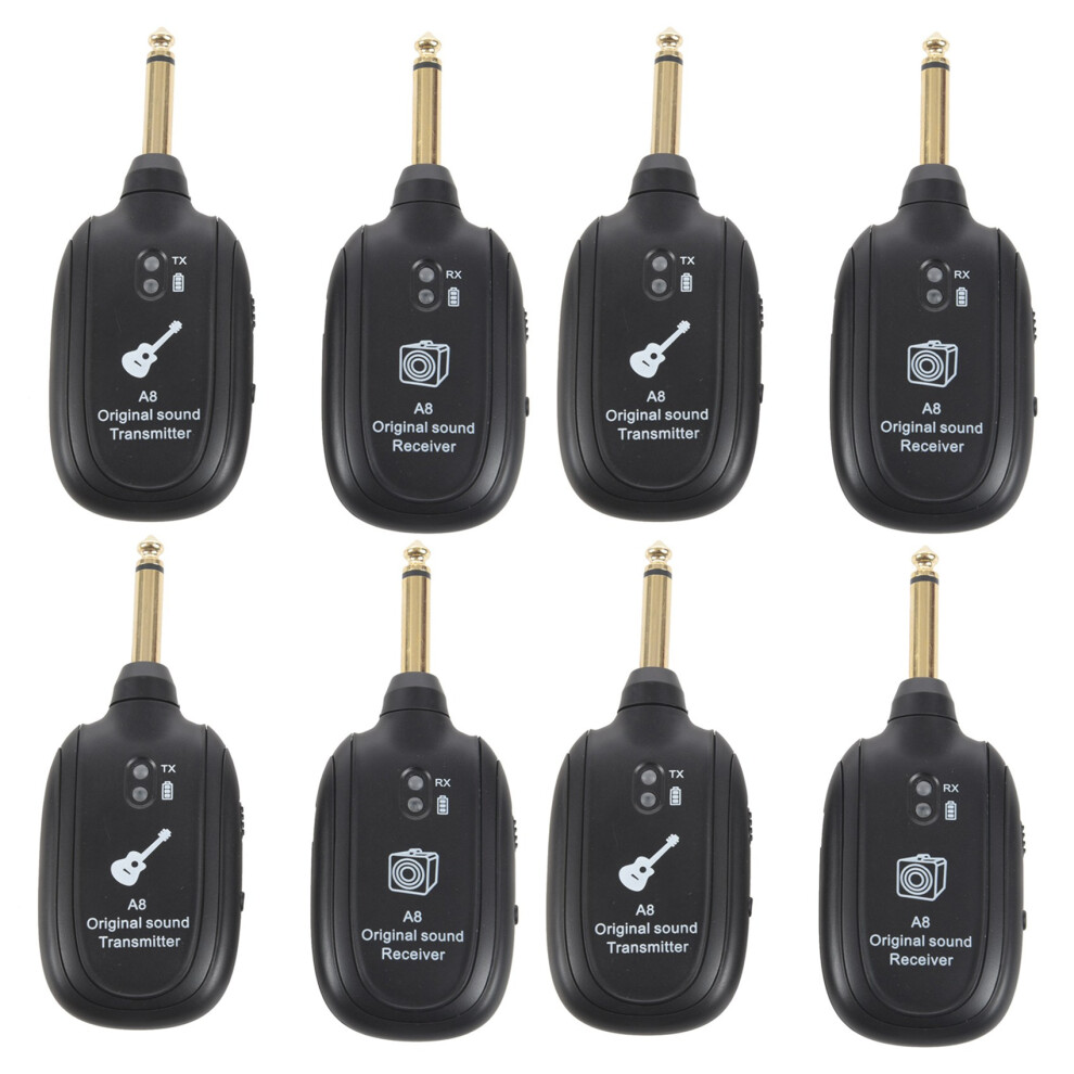4X Uhf Guitar Wireless System Transmitter Receiver Built-In Rechargeable 6032351873945