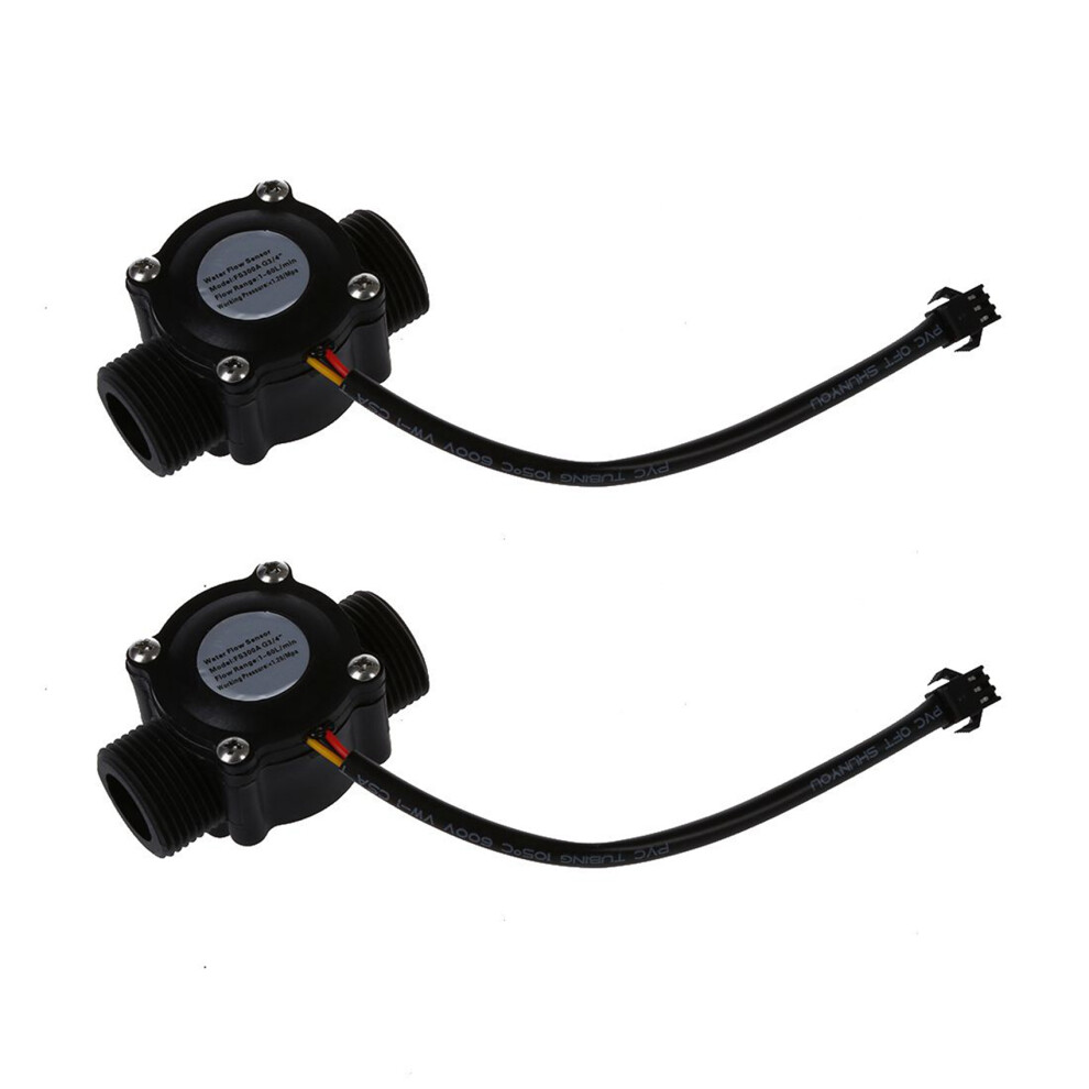 2X 1-60L/Min 5-24V Hall Effect Water Flow Sensor Counter Meter Fs300a 6032150602029