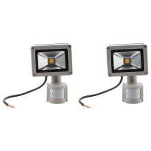 2X Warm White LED Spotlight Floodlight Spotlight Floodlight with LED Lighting and PIR Motion Sensor (10 Watts)