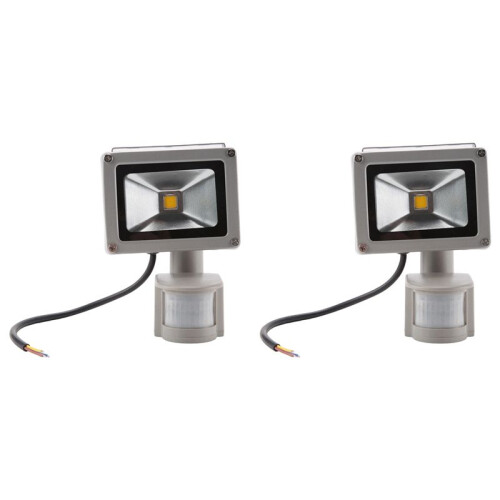 2X Warm White LED Spotlight Floodlight Spotlight Floodlight with LED Lighting and PIR Motion Sensor (10 Watts)