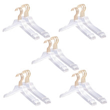 Percha de Acrílico Transparente de 25 Piezas con Gancho de Oro, Percha Transparente para Camisas con Muescas para Lady Kids L