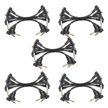 30 x Cables de Guitarra Eléctrica Cable de Parche de Pedal de Efecto de ángulo Recto de 1/4 de Pulgada Negro