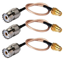 3X Handheld Antenna Cable Adapter for UHF Base and Mobile Antennas - SMA Female to UHF SO-239 Female Connectors