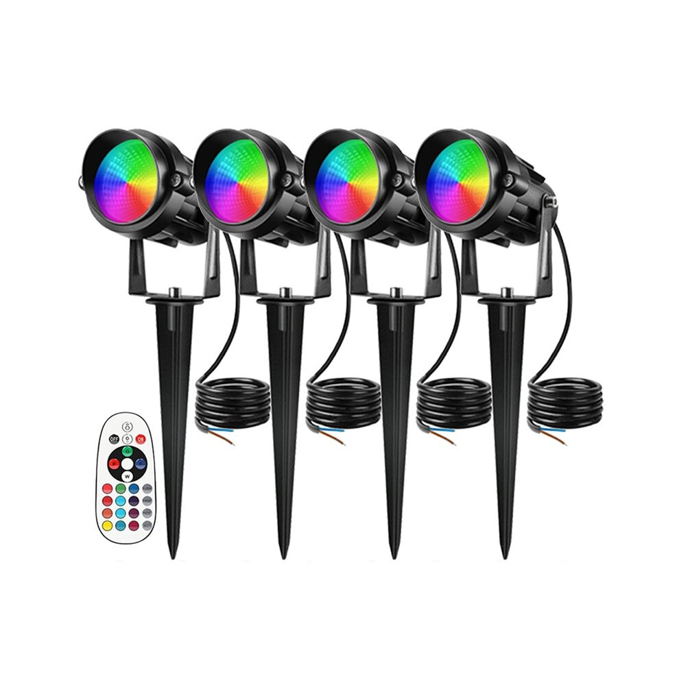 Rgbw Led Landscape Ing 10W Color Change Landscape With Remote Ip65 Waterproof Outdoor Spotlights With Spike Light 4713650357023
