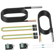 2Pack Waterproof DS18B20 Temperature Sensor Probes,Female to Female Jumper Wires and 4.7K Ohm Resistors for Raspberry A