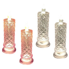 Rose Shadow LED Kristallen Kaarsen 4 STUKS LED Vlamloze Kaarsen Batterijgevoede Kaarsen met Voet voor Valentijnsdag