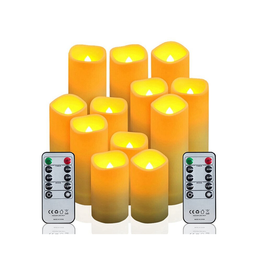 12Pcs Flameless Flicking Led Candles Battery Operated Outdoor Waterproof Candles For Dining Tables Fireplace With Remote 6032352860692